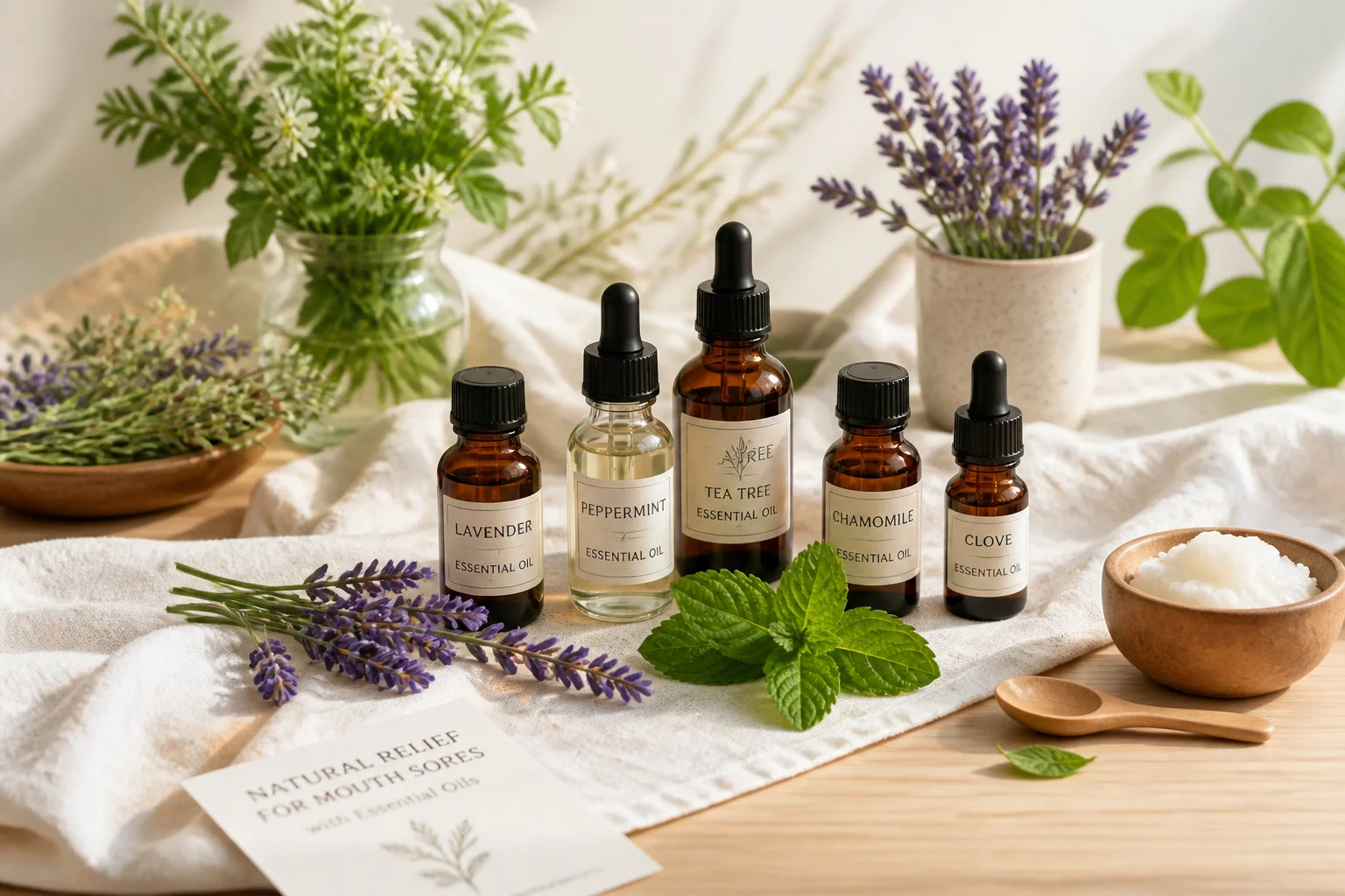 Soin naturel pour aphtes aux huiles essentielles