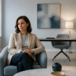 Reflexion dune femme dans un bureau moderne
