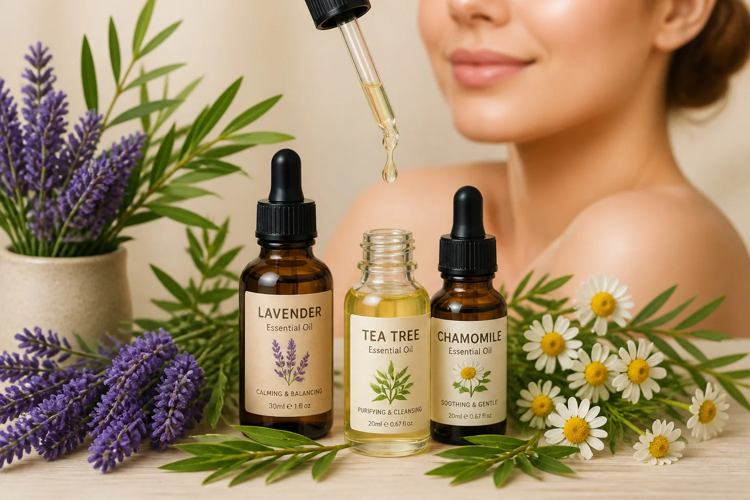 Huiles essentielles naturelles pour la peau