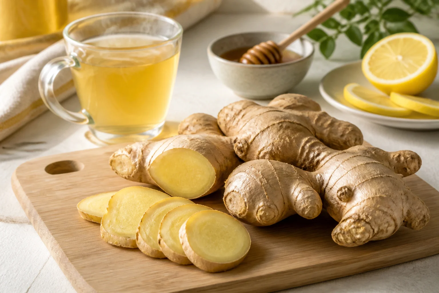 Gingembre frais citron et miel pour une tisane