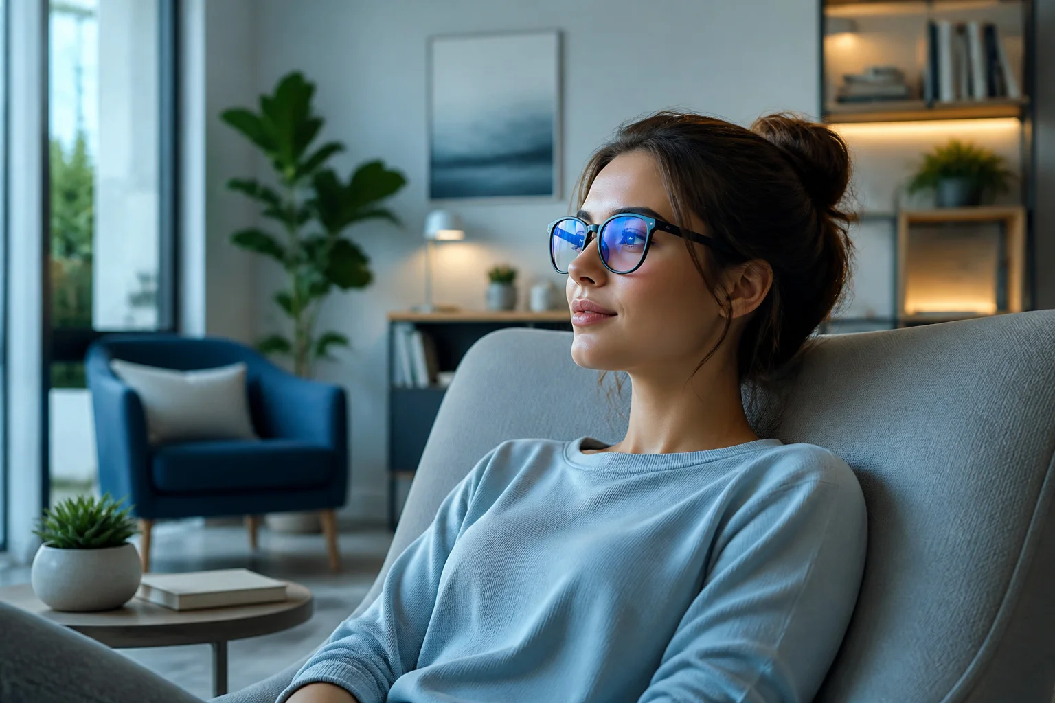 Soulagement apaisant par des lunettes modernes