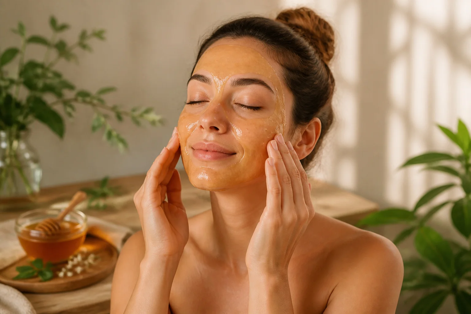 Soin du visage au miel dore