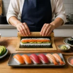 Preparation de sushi frais et appetissant