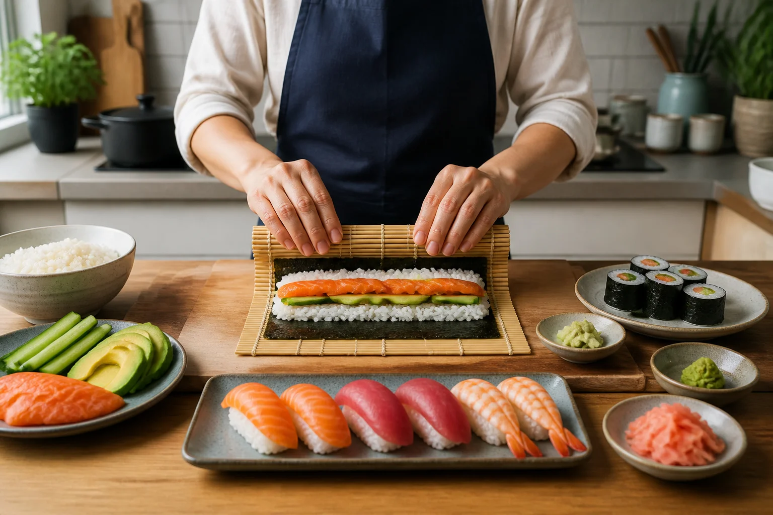 Preparation de sushi frais et appetissant