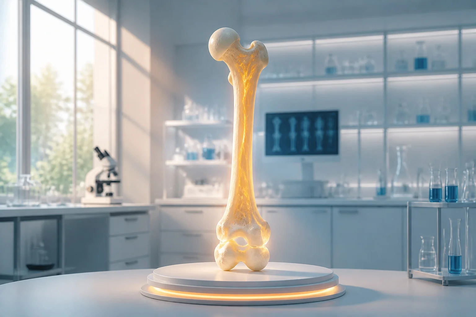 Os humain illumine dans un laboratoire