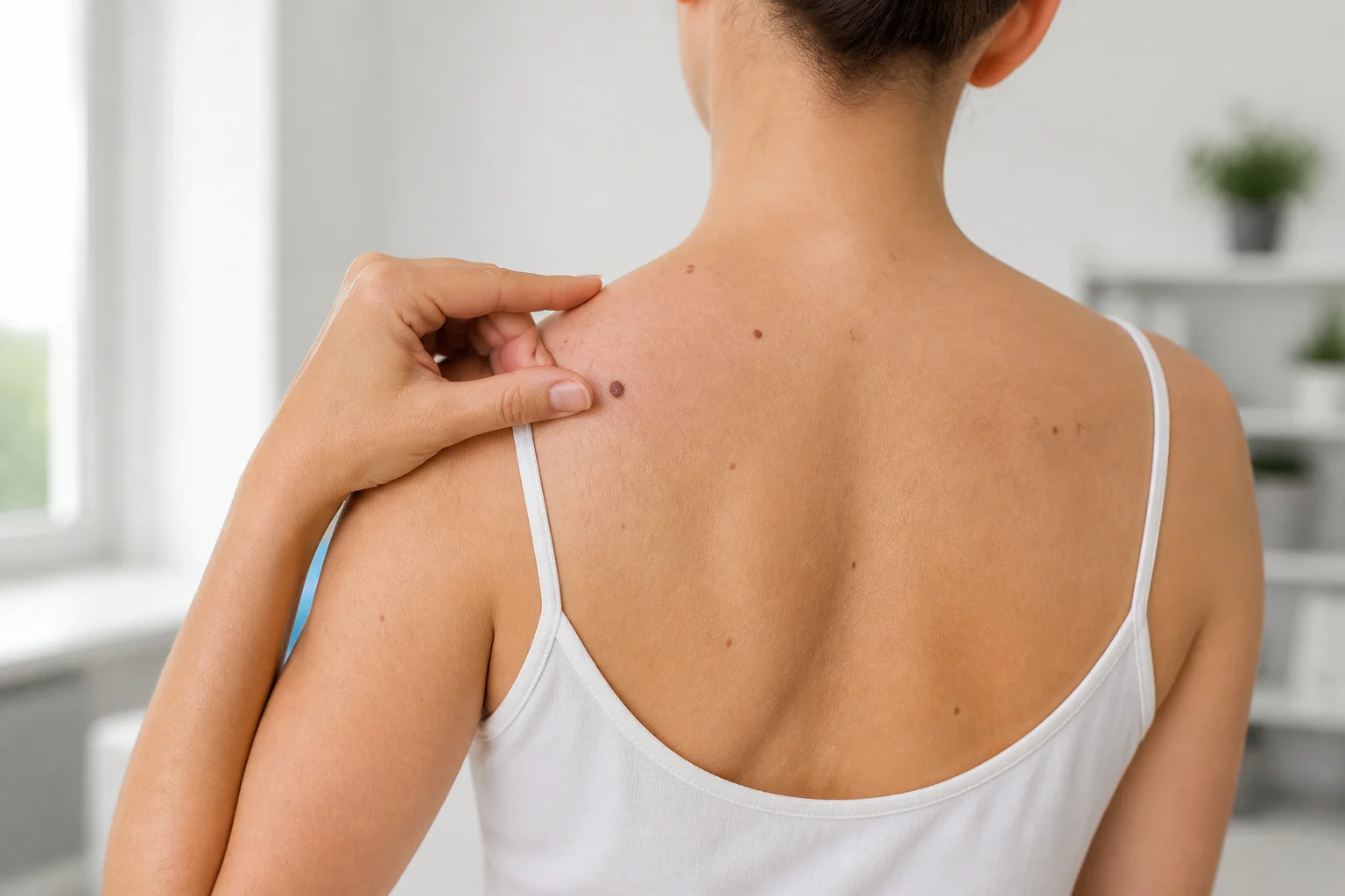 Auto examen de la peau surveillance des grains de beaute