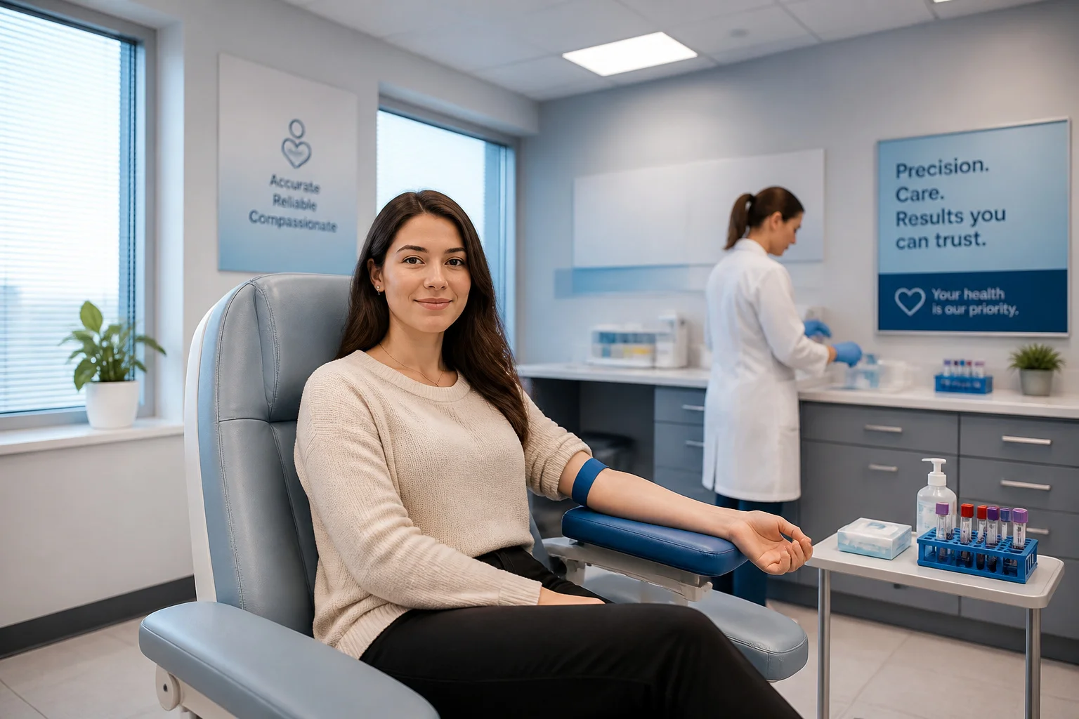 Patient serein dans une salle dexamen medical