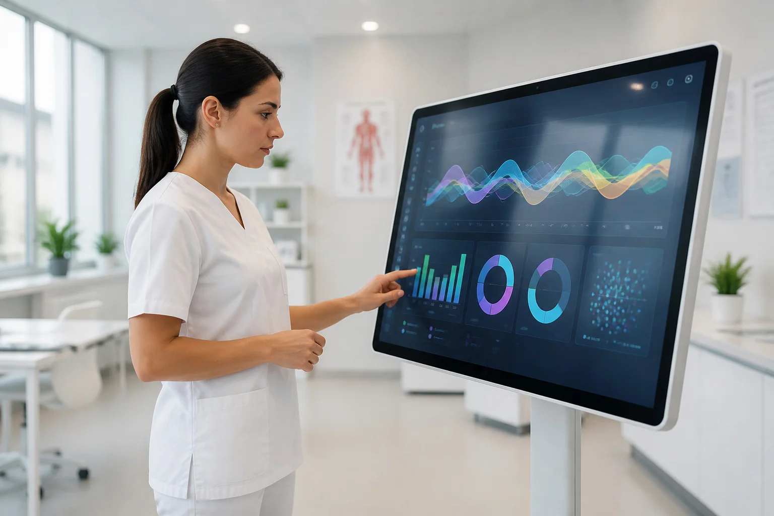 Professionnel de sante analysant des donnees medicales