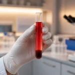 Tube a essai avec sediment rouge