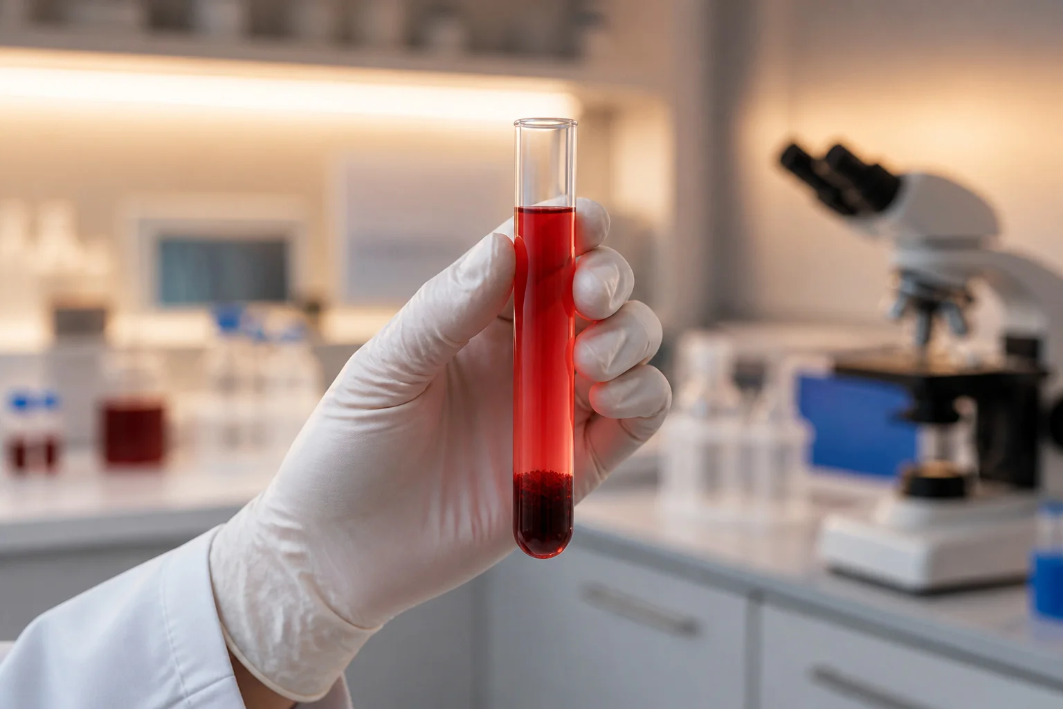 Tube a essai avec sediment rouge