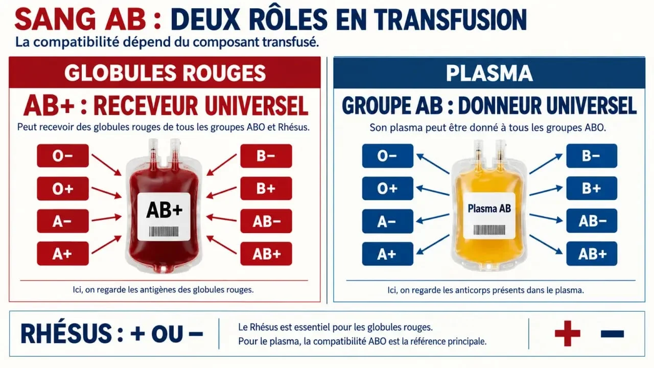 Sang AB : infographie de compatibilité des globules rouges et du plasma