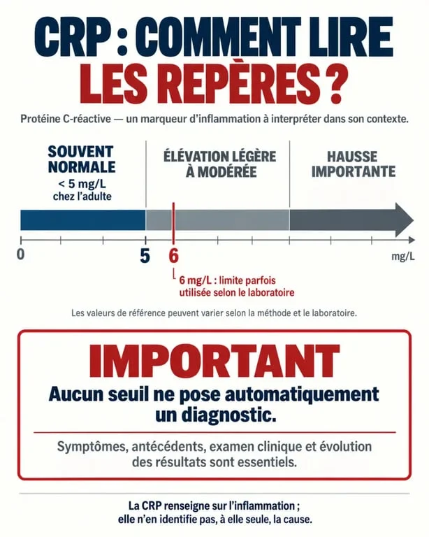 C’est quoi la CRP dans une prise de sang : repères de taux et limites d’interprétation