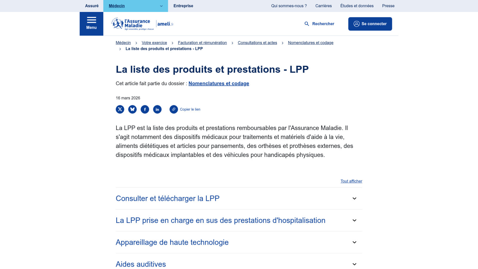 Conditions de remboursement et prise en charge par l'Assurance Maladie